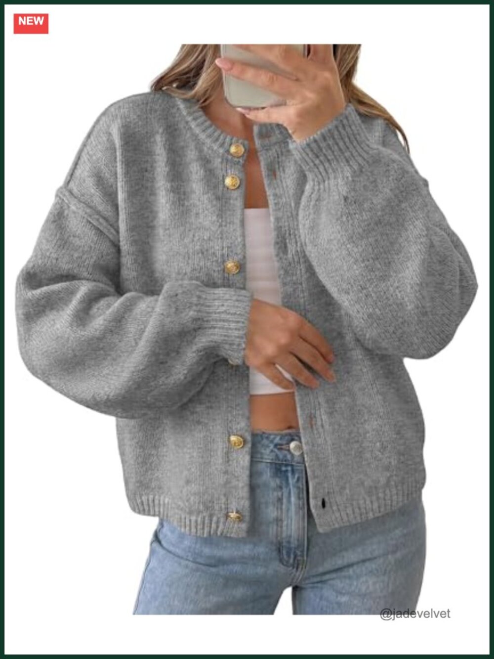 Oversized Chunky Knit Cardigan Button Down Lantern Sleeve Fall Sweater